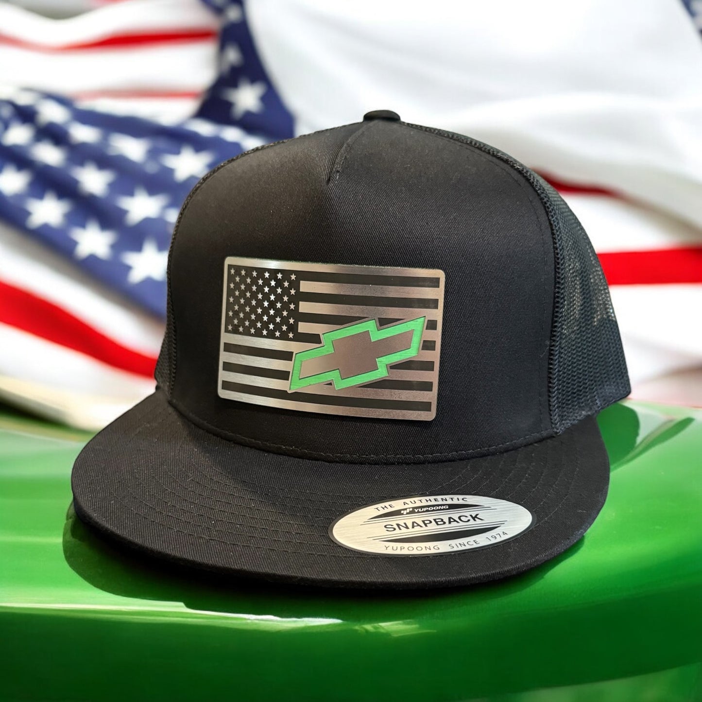 American Flag Chevy Flat Bill Hat